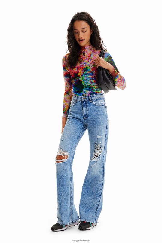 Desigual Colombia pagina oficial - ropa 4802L833 mujer Desigual body de tul floral fruncido