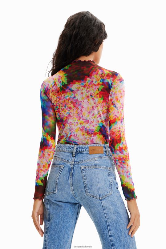 Desigual Colombia pagina oficial - ropa 4802L833 mujer Desigual body de tul floral fruncido