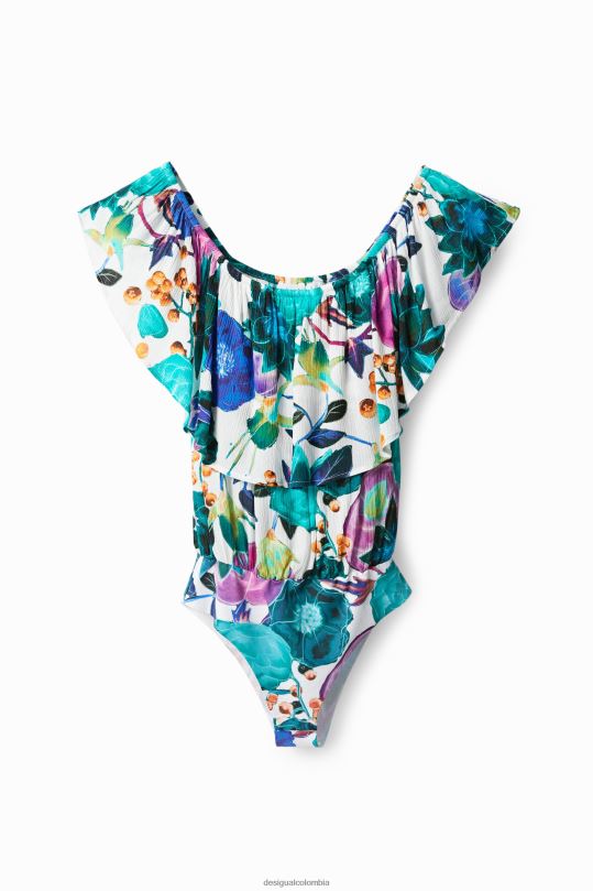 ropa 4802L882 mujer Desigual body con cuello barco y estampado floral - Desigual Colombia rebajas