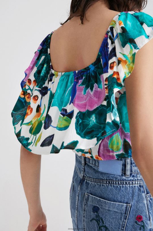 ropa 4802L882 mujer Desigual body con cuello barco y estampado floral - Desigual Colombia rebajas