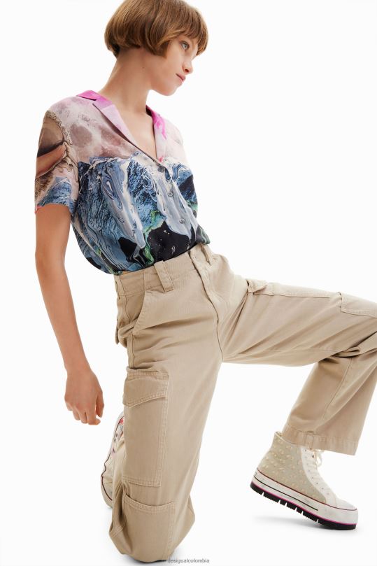 ropa 4802L228 mujer Desigual pantalones largos tipo cargo - Desigual shop