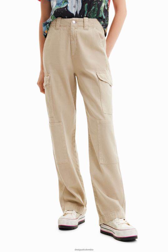 ropa 4802L228 mujer Desigual pantalones largos tipo cargo - Desigual shop