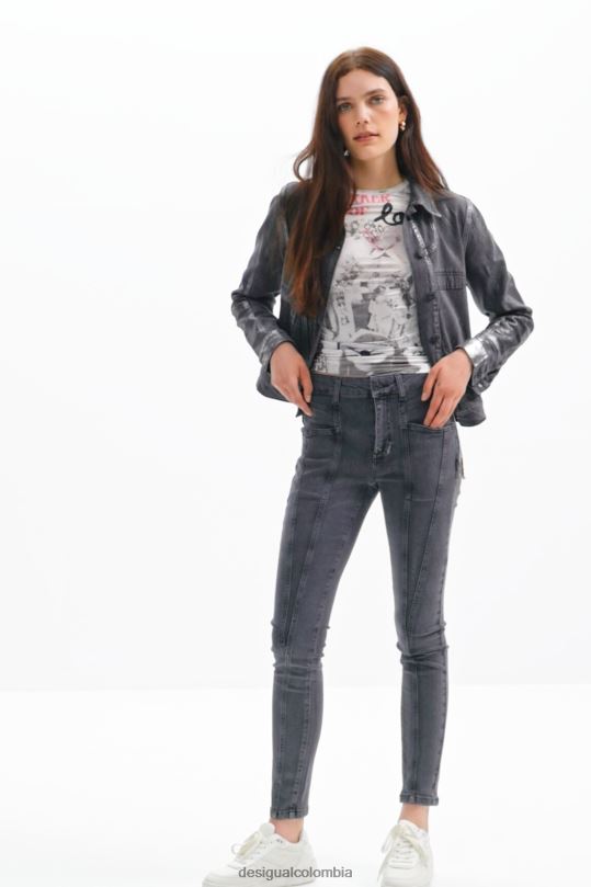 ropa 4802L257 mujer Desigual jeans ajustados metalizados con push-up - Desigual sale damen