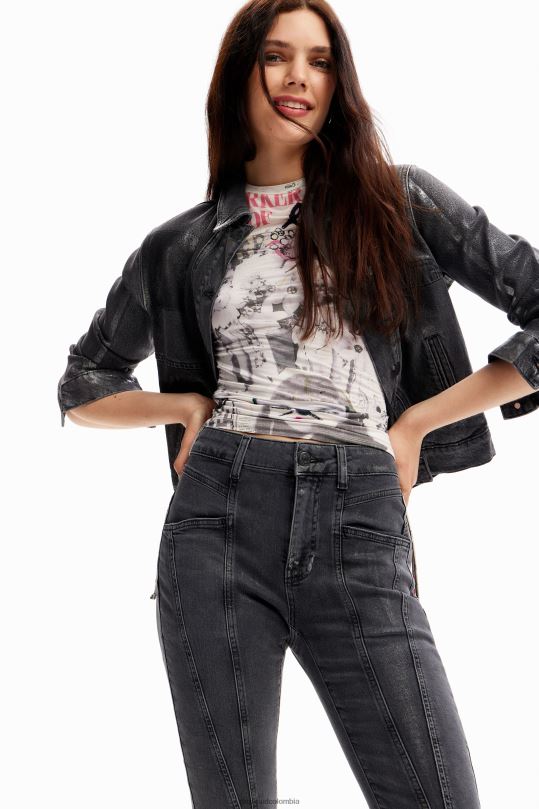ropa 4802L257 mujer Desigual jeans ajustados metalizados con push-up - Desigual sale damen