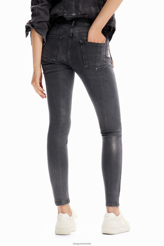 ropa 4802L257 mujer Desigual jeans ajustados metalizados con push-up - Desigual sale damen