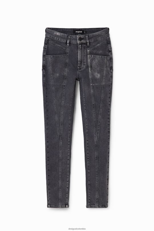 ropa 4802L257 mujer Desigual jeans ajustados metalizados con push-up - Desigual sale damen