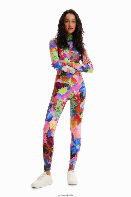 ropa 4802L282 mujer Desigual leggins elásticos con estampado floral - Desigual Colombia Medellín