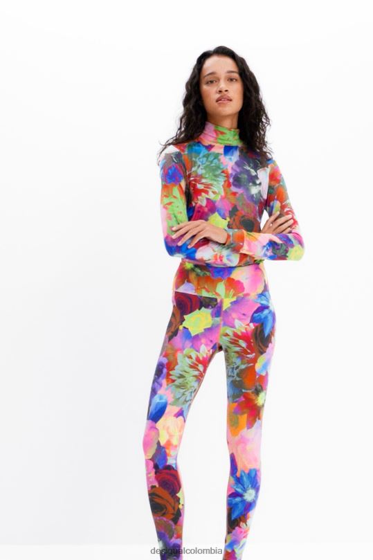 ropa 4802L282 mujer Desigual leggins elásticos con estampado floral - Desigual Colombia Medellín