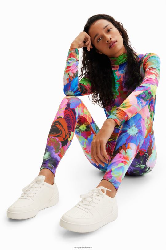 ropa 4802L282 mujer Desigual leggins elásticos con estampado floral - Desigual Colombia Medellín