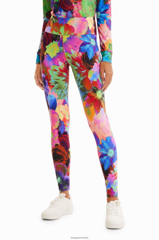 ropa 4802L282 mujer Desigual leggins elásticos con estampado floral - Desigual Colombia Medellín