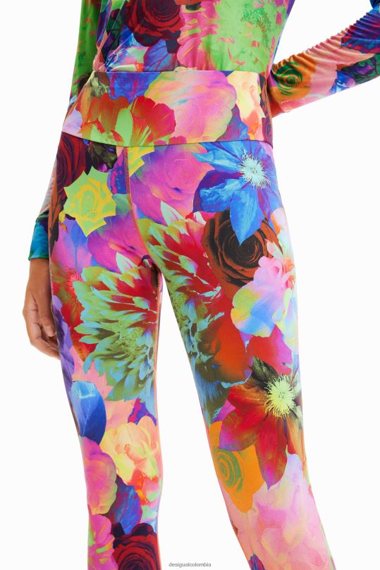 ropa 4802L282 mujer Desigual leggins elásticos con estampado floral - Desigual Colombia Medellín
