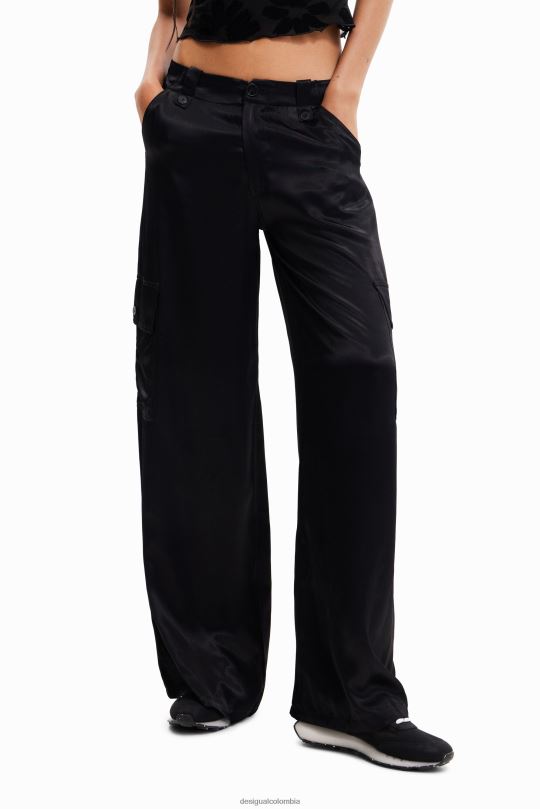 blusas Desigual bogota - ropa 4802L366 mujer Desigual pantalones cargo de satén con pernera ancha