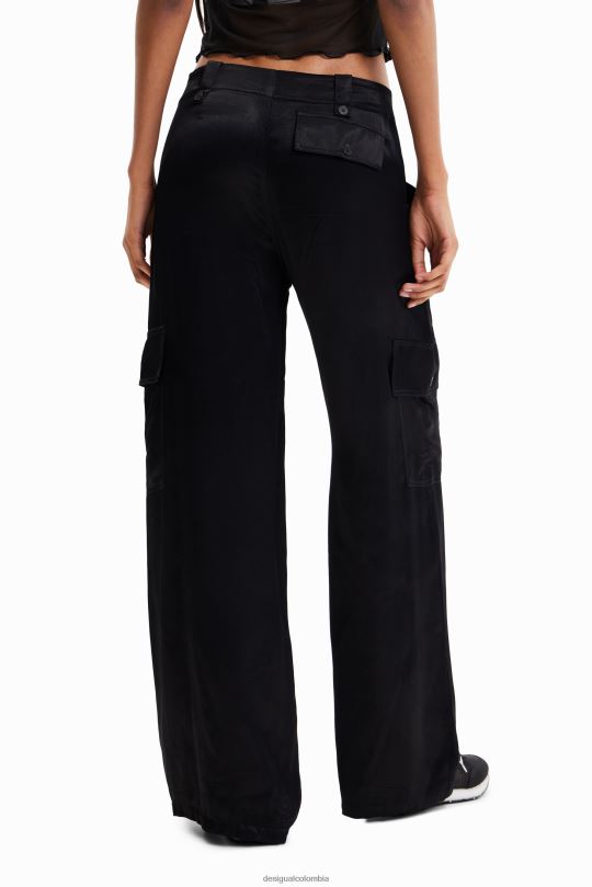 blusas Desigual bogota - ropa 4802L366 mujer Desigual pantalones cargo de satén con pernera ancha