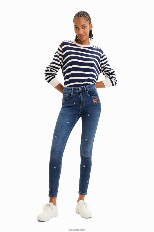 Desigual Colombia bolsos - ropa 4802L445 mujer Desigual jeans ajustados con flores y push-up