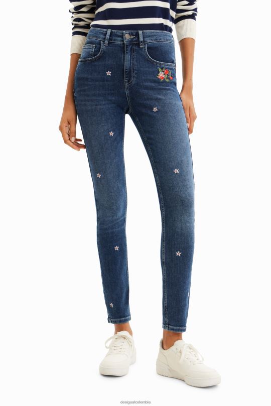 Desigual Colombia bolsos - ropa 4802L445 mujer Desigual jeans ajustados con flores y push-up