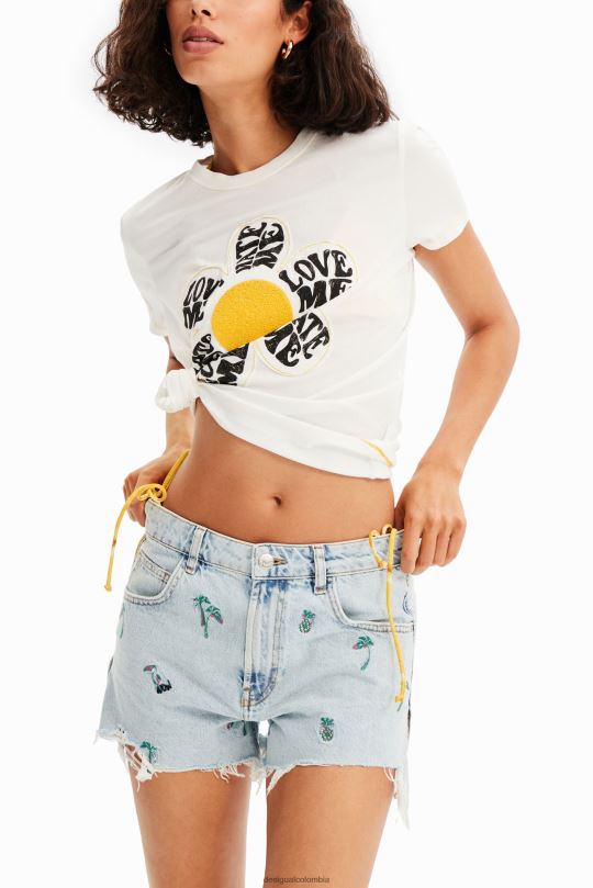 Desigual Colombia pagina oficial - ropa 4802L484 mujer Desigual pantalones cortos de mezclilla bordados