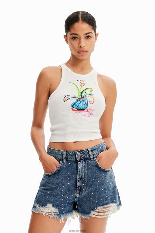 blusas Desigual bogota - ropa 4802L513 mujer Desigual pantalones cortos de mezclilla con tachuelas