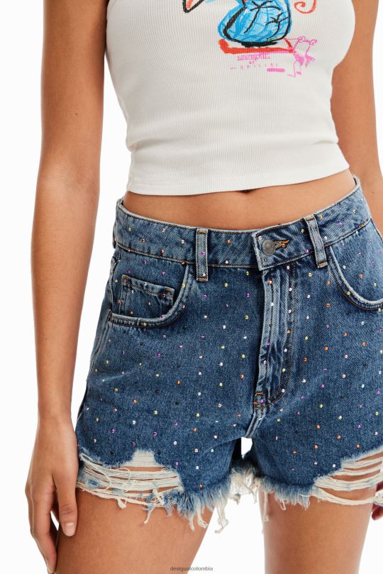 blusas Desigual bogota - ropa 4802L513 mujer Desigual pantalones cortos de mezclilla con tachuelas