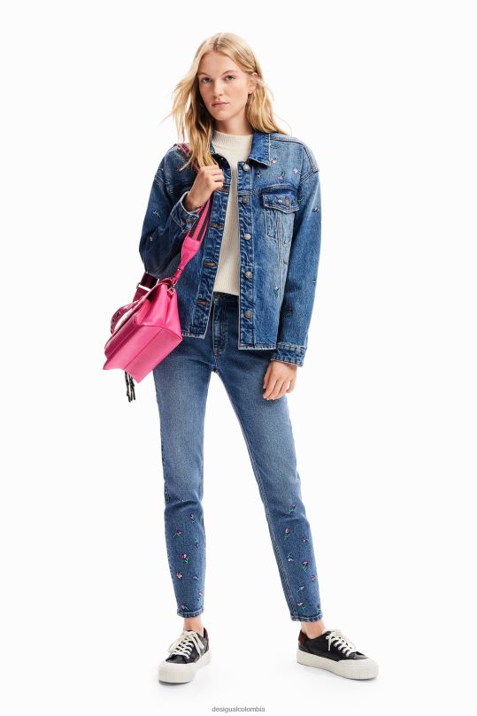 ropa 4802L57 mujer Desigual jeans ajustados con push-up y estampado floral - Desigual sales online