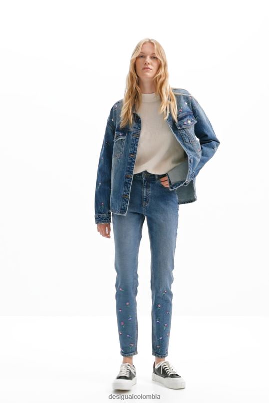 ropa 4802L57 mujer Desigual jeans ajustados con push-up y estampado floral - Desigual sales online