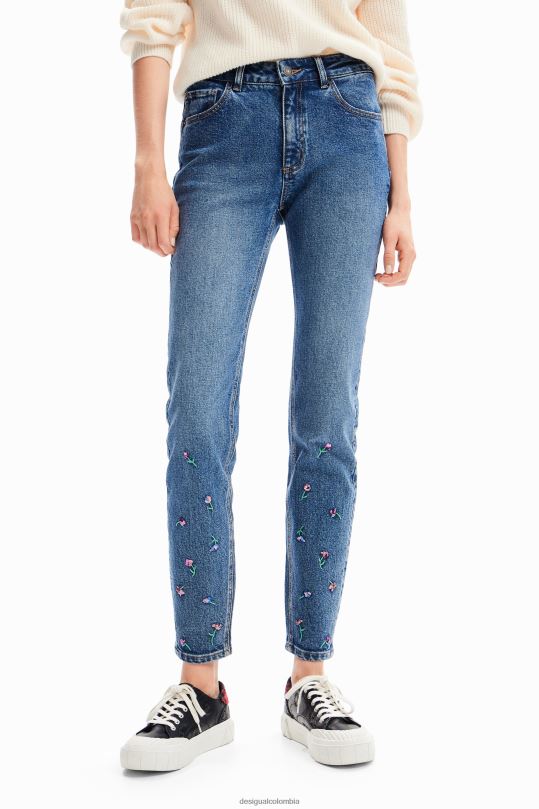 ropa 4802L57 mujer Desigual jeans ajustados con push-up y estampado floral - Desigual sales online