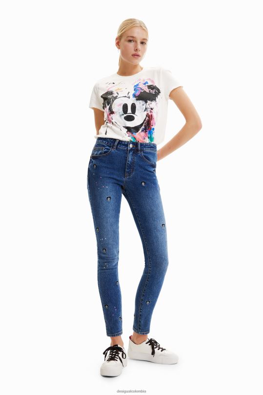 ropa 4802L623 mujer Desigual jeans push-up slim con mickey mouse de disney - Desigual Colombia Medellín