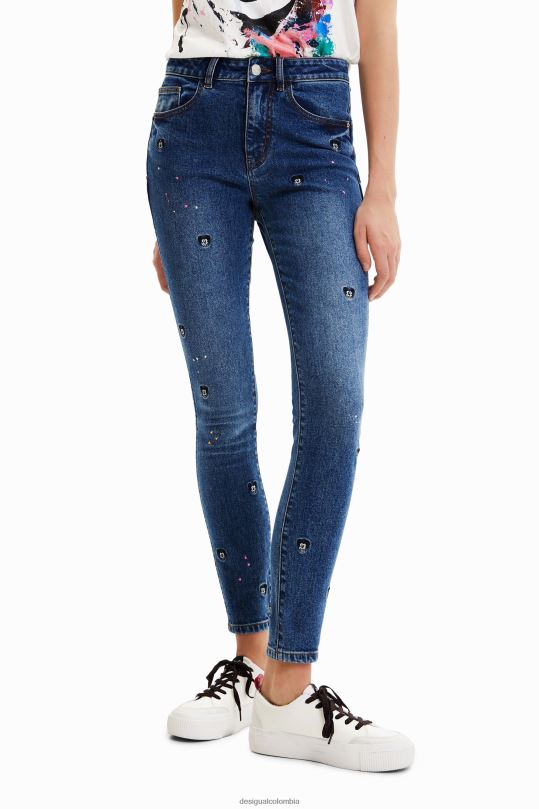 ropa 4802L623 mujer Desigual jeans push-up slim con mickey mouse de disney - Desigual Colombia Medellín