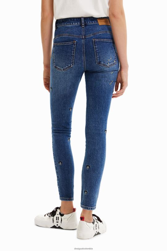 ropa 4802L623 mujer Desigual jeans push-up slim con mickey mouse de disney - Desigual Colombia Medellín