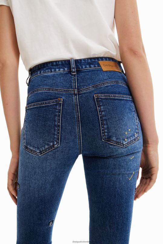 ropa 4802L623 mujer Desigual jeans push-up slim con mickey mouse de disney - Desigual Colombia Medellín