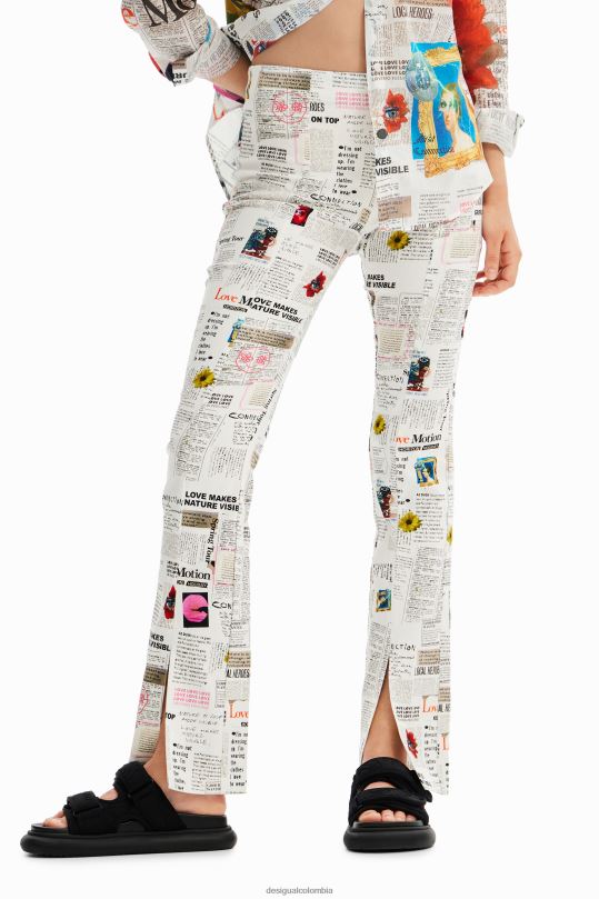 Desigual Colombia pagina oficial - ropa 4802L652 mujer Desigual pantalones con aberturas de periódico