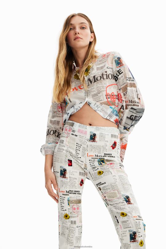 Desigual Colombia pagina oficial - ropa 4802L652 mujer Desigual pantalones con aberturas de periódico