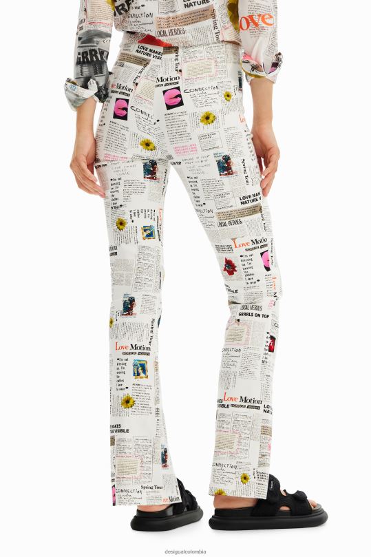 Desigual Colombia pagina oficial - ropa 4802L652 mujer Desigual pantalones con aberturas de periódico