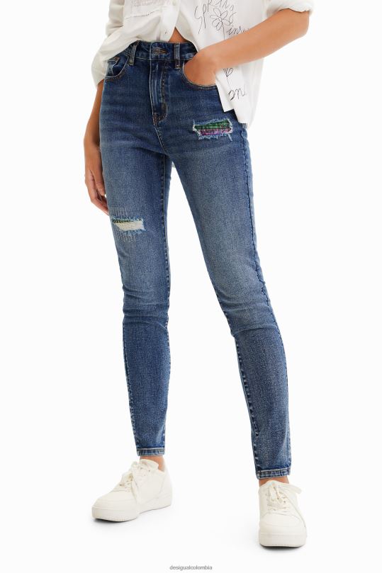 ropa 4802L729 mujer Desigual jeans push-up slim con rotos - Desigual sale damen