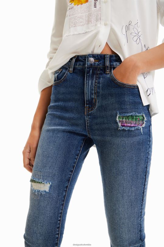 ropa 4802L729 mujer Desigual jeans push-up slim con rotos - Desigual sale damen