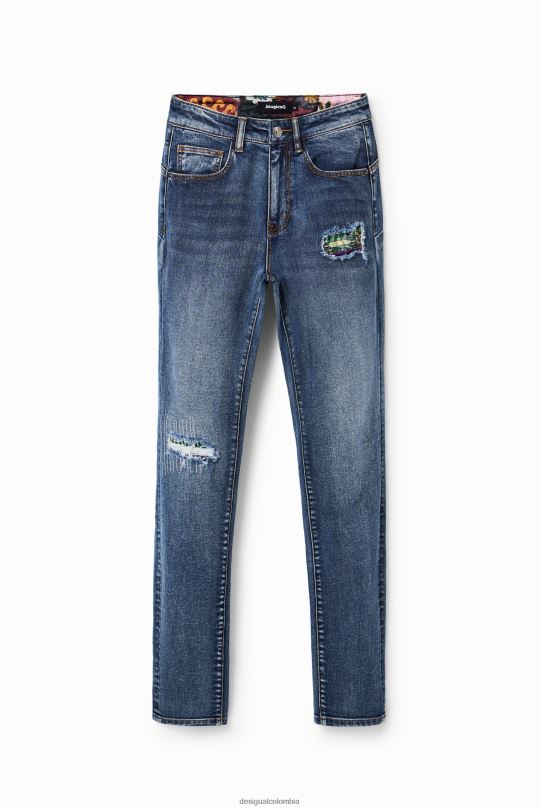 ropa 4802L729 mujer Desigual jeans push-up slim con rotos - Desigual sale damen