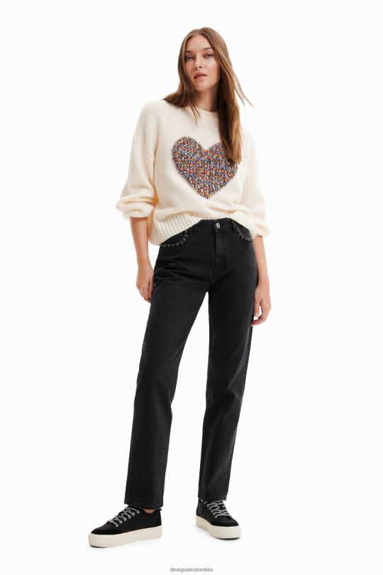ropa 4802L731 mujer Desigual jeans rectos con strass - Desigual sales online