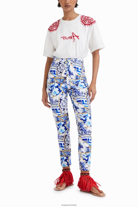 Desigual Colombia bolsos - ropa 4802L875 mujer Desigual pantalones slim con estampado stella jean