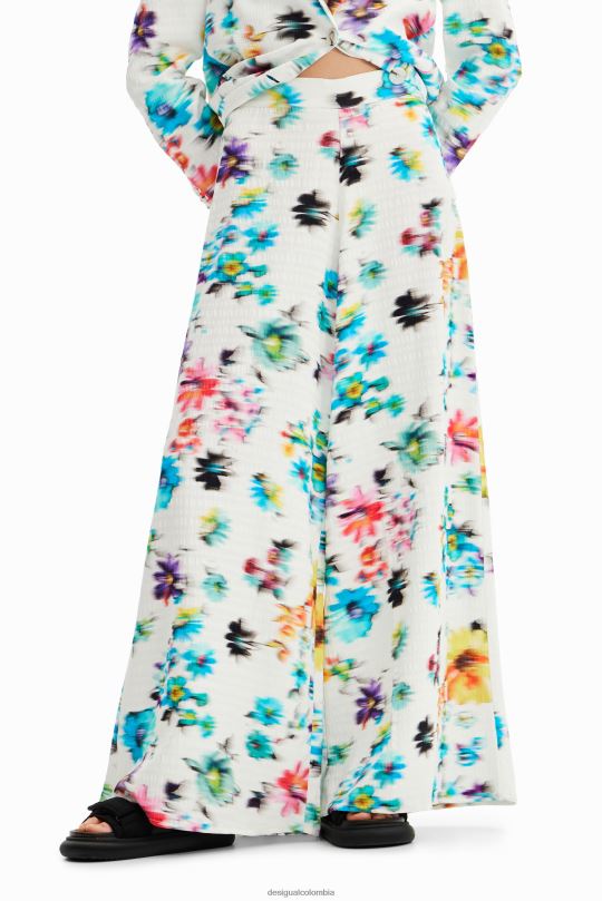 blusas Desigual bogota - ropa 4802L926 mujer Desigual pantalones largos con flores borrosas