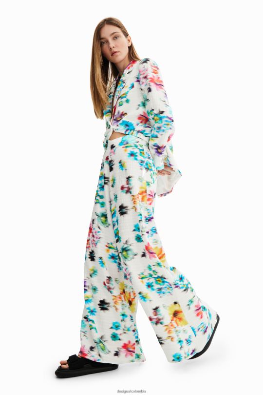 blusas Desigual bogota - ropa 4802L926 mujer Desigual pantalones largos con flores borrosas