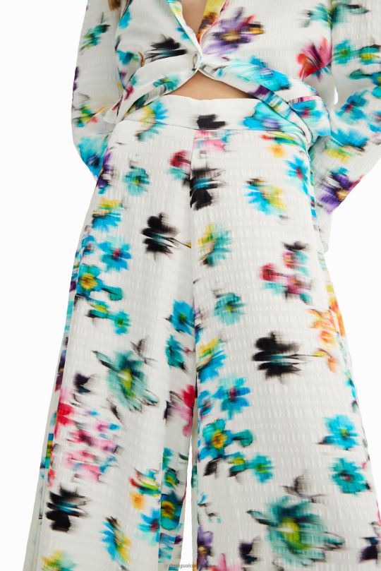 blusas Desigual bogota - ropa 4802L926 mujer Desigual pantalones largos con flores borrosas