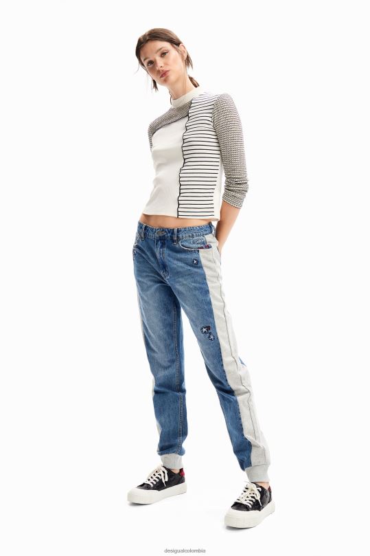 ropa 4802L93 mujer Desigual vaqueros tipo jogger bordados - Desigual sale damen