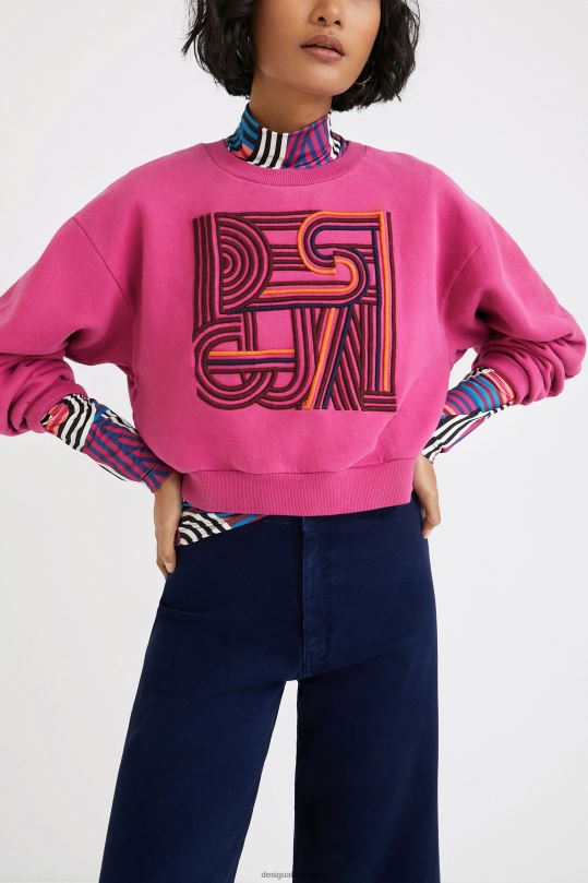 ropa 4802L1042 mujer Desigual sudadera lisa de felpa con bordado - Desigual sale damen