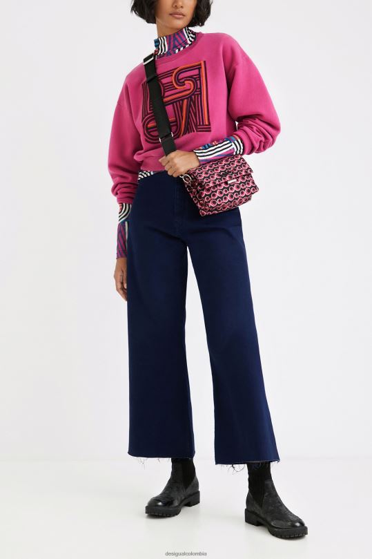 ropa 4802L1042 mujer Desigual sudadera lisa de felpa con bordado - Desigual sale damen