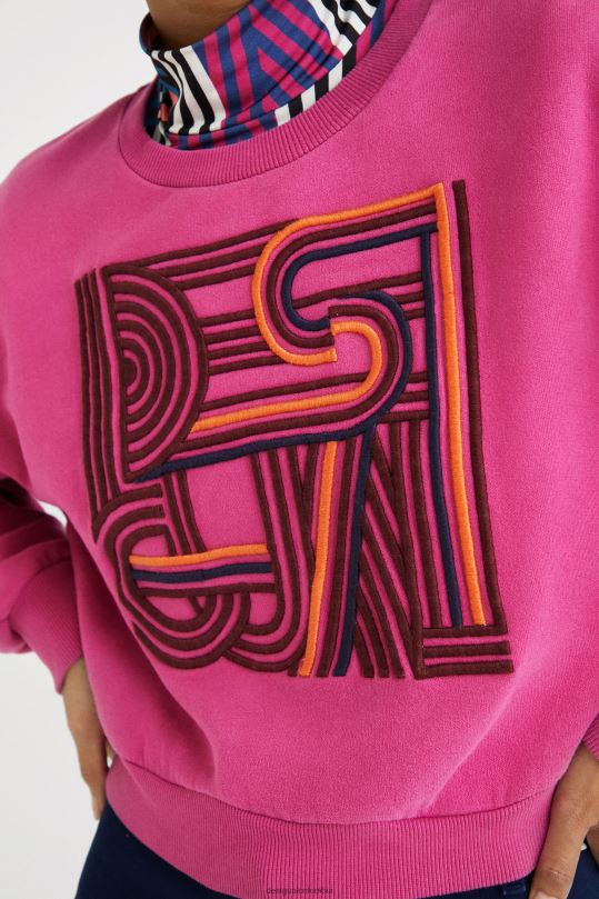 ropa 4802L1042 mujer Desigual sudadera lisa de felpa con bordado - Desigual sale damen