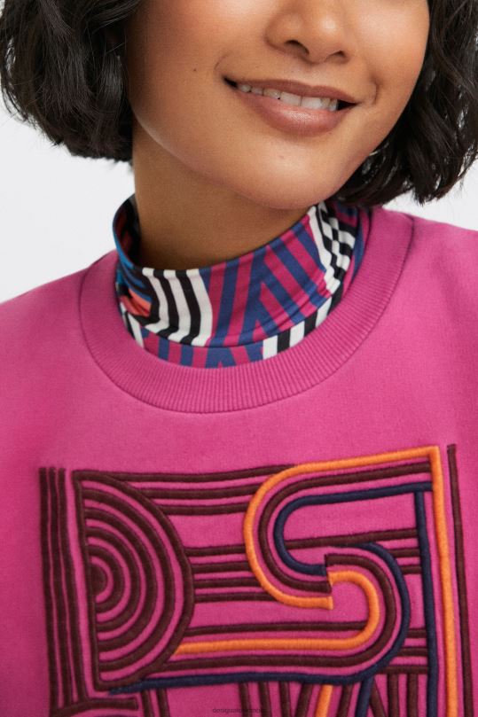 ropa 4802L1042 mujer Desigual sudadera lisa de felpa con bordado - Desigual sale damen