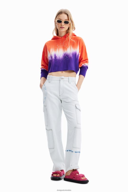 ropa 4802L458 mujer Desigual sudadera con capucha corta con efecto tie-dye y strass - Desigual sales online