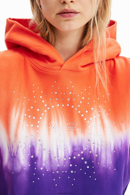 ropa 4802L458 mujer Desigual sudadera con capucha corta con efecto tie-dye y strass - Desigual sales online