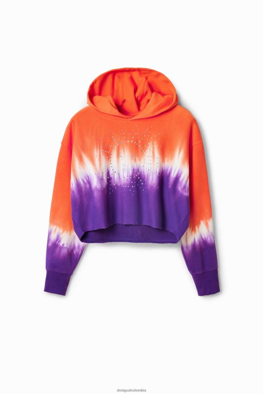 ropa 4802L458 mujer Desigual sudadera con capucha corta con efecto tie-dye y strass - Desigual sales online