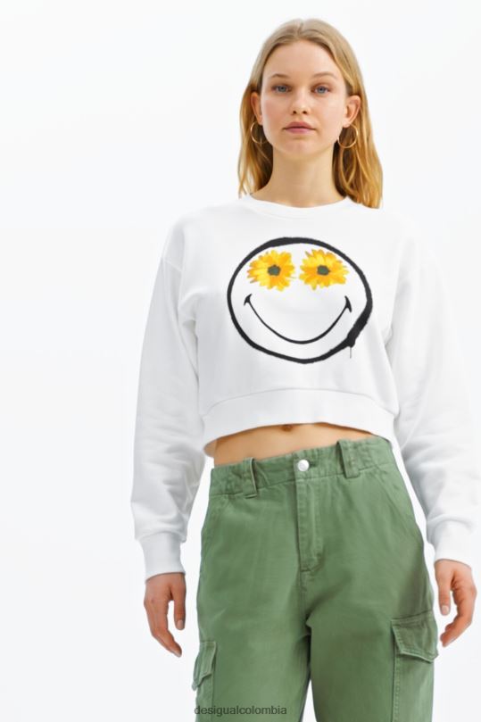 Desigual Colombia - ropa 4802L525 mujer Desigual sudadera corta con smiley