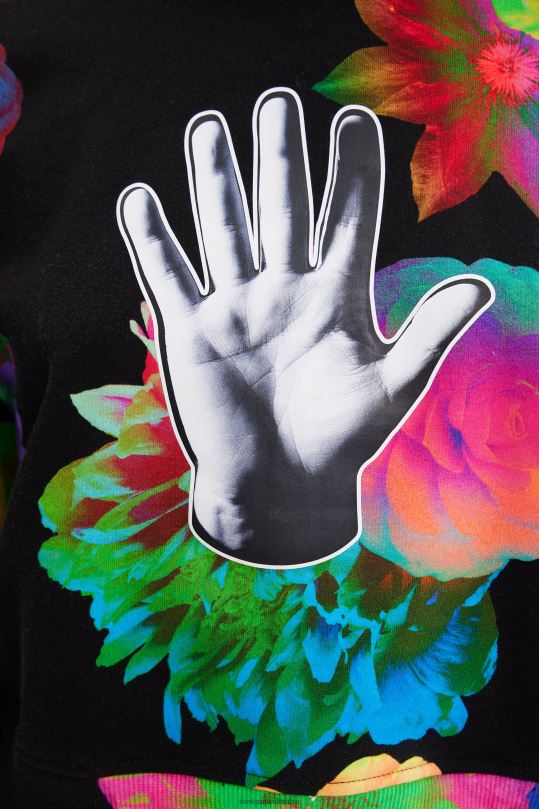 ropa 4802L651 mujer Desigual sudadera corta con estampado floral - Desigual Colombia rebajas